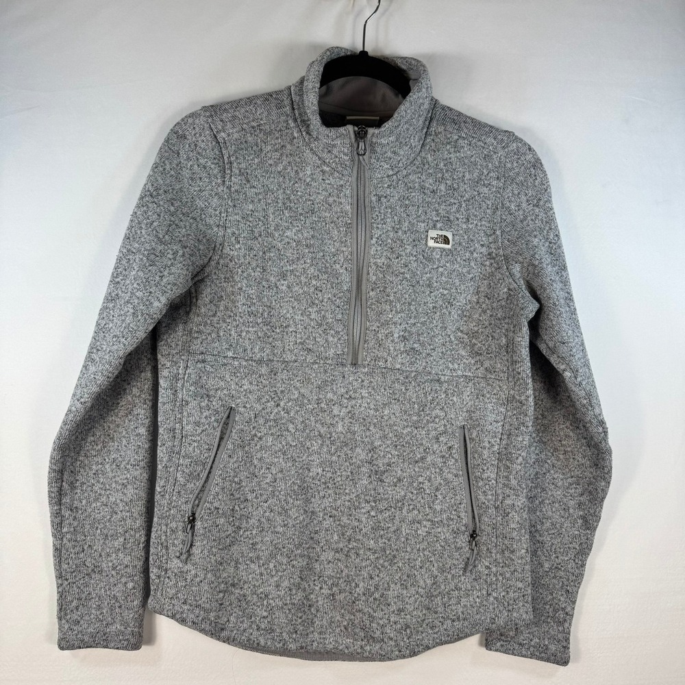 The North Face Womens Crescent Sunset Quarter Zip Fleece Sweater Grey Heather S